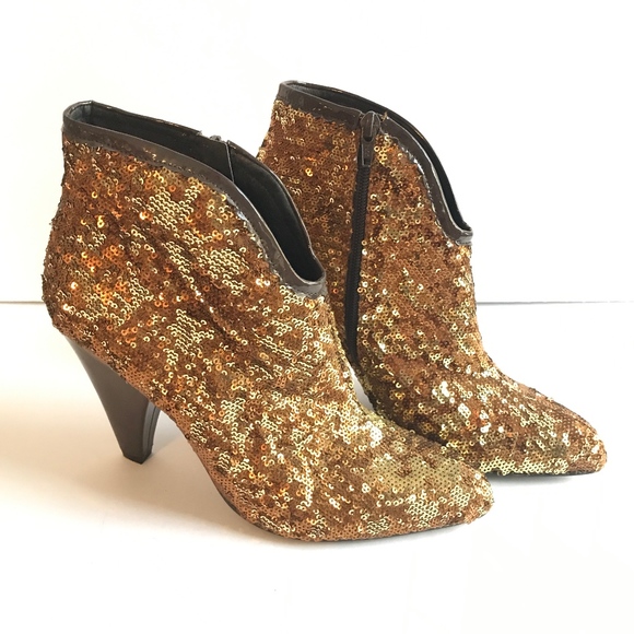 Paco Gil Shoes - Gold Sequin Sparkle Boots Booties Cowgirl cowboy
